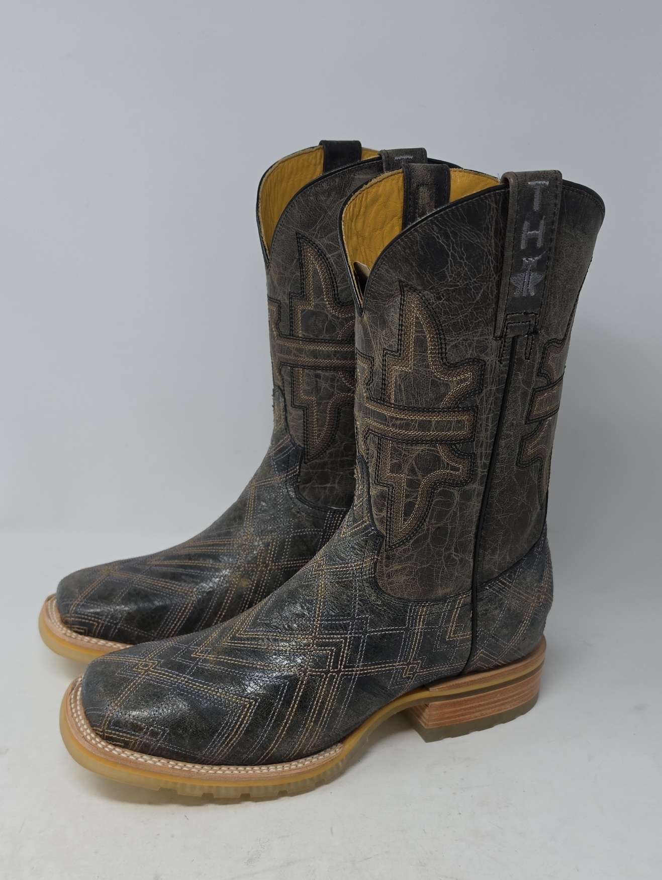Tin Haul Men's Laditudes Team Rodeo Sole Western Boots Broad Square Toe Size 10d